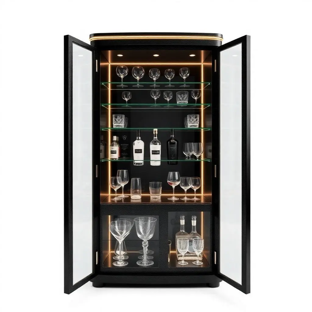 Bar cabinet de yate en fibra de carbono con iluminación LED