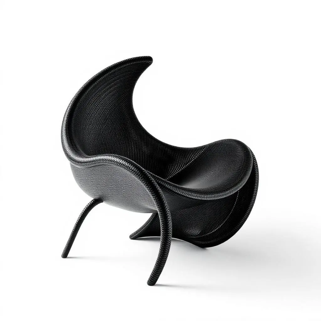 Silla lounge escultórica en fibra de carbono